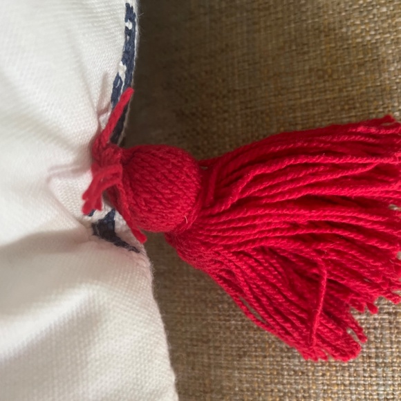 Opal House Blue Pillow w Red Trim - Picture 5 of 7